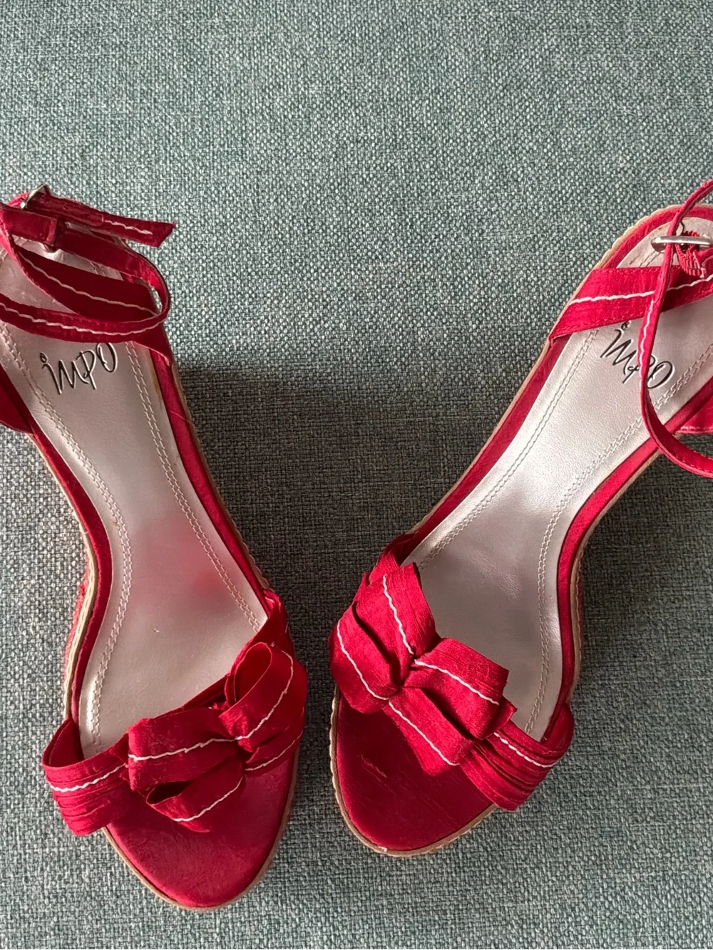 Impo Red Bow Wedge Sandals size 10 M